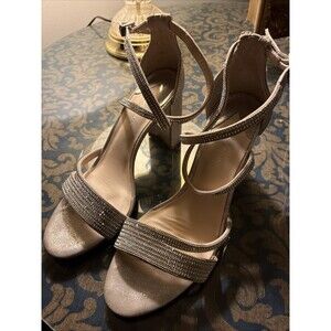Antonio Melani Women’s Silver Rhinestone Strappy Heels Size 8.5 Wedding Formal